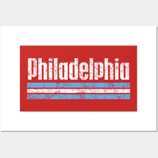 RETRO PHILADELPHIA PHILLY RED WHITE AND BLUE Posters and Art